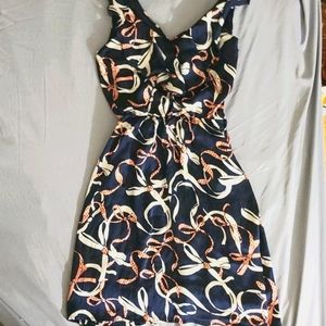 Satin ribbon print dress